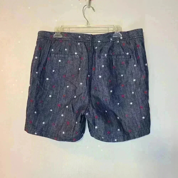 Talbots Embroidered Star Linen Cotton Blend Shorts Sz 14 - Picture 6 of 8
